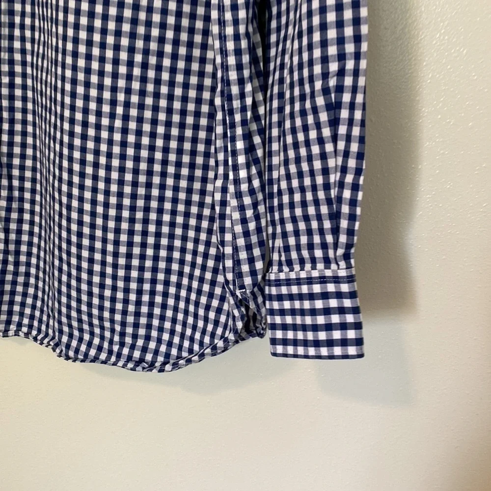 MICHAEL kors blue and white full collard button down slim fit size large